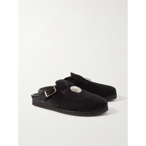 YUKETEN Sal 1 w/ Silver Concho Suede Clogs - Black size US 7